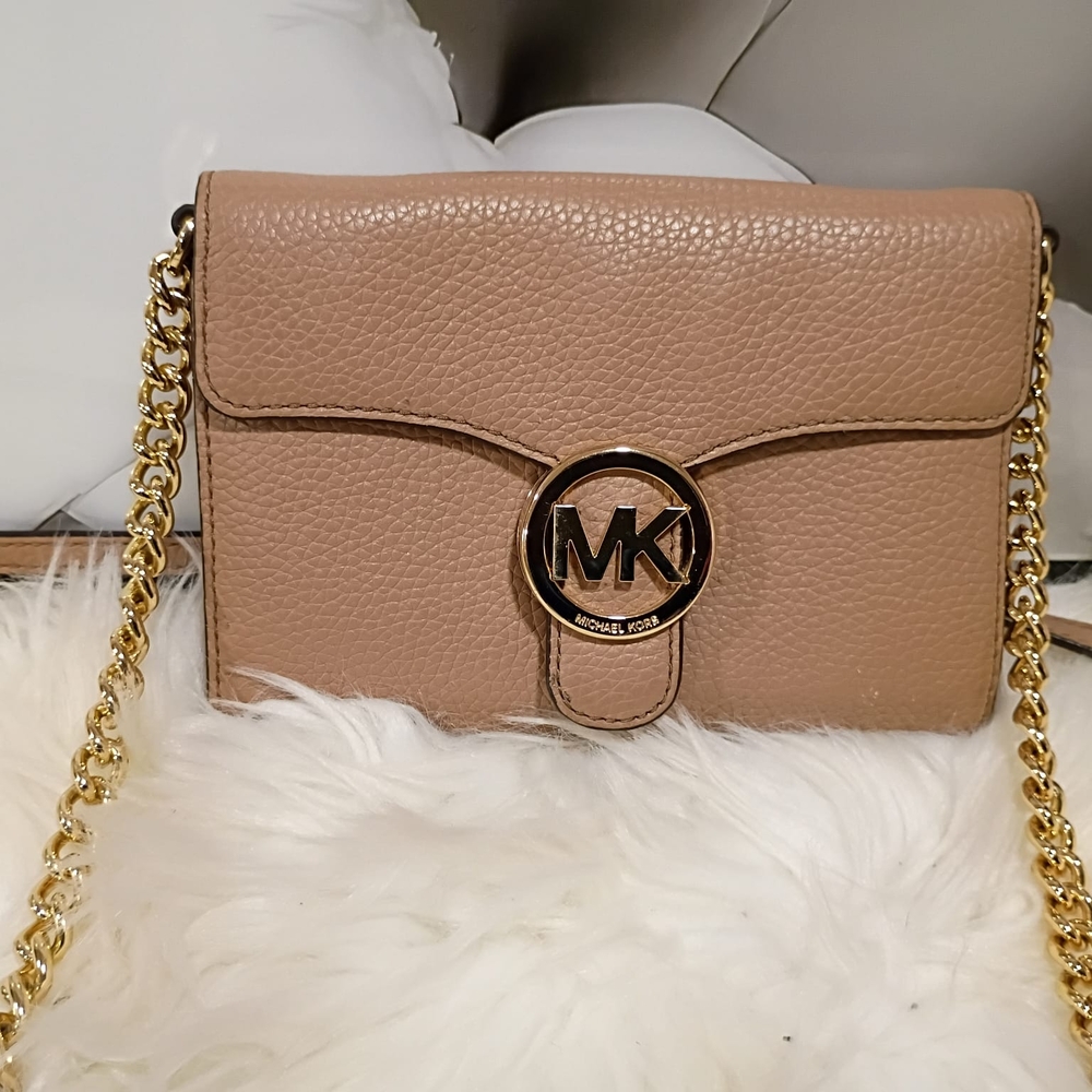 Michael Kors Taupe Crossbody Bag with Gold Accents - Picture 6 of 11